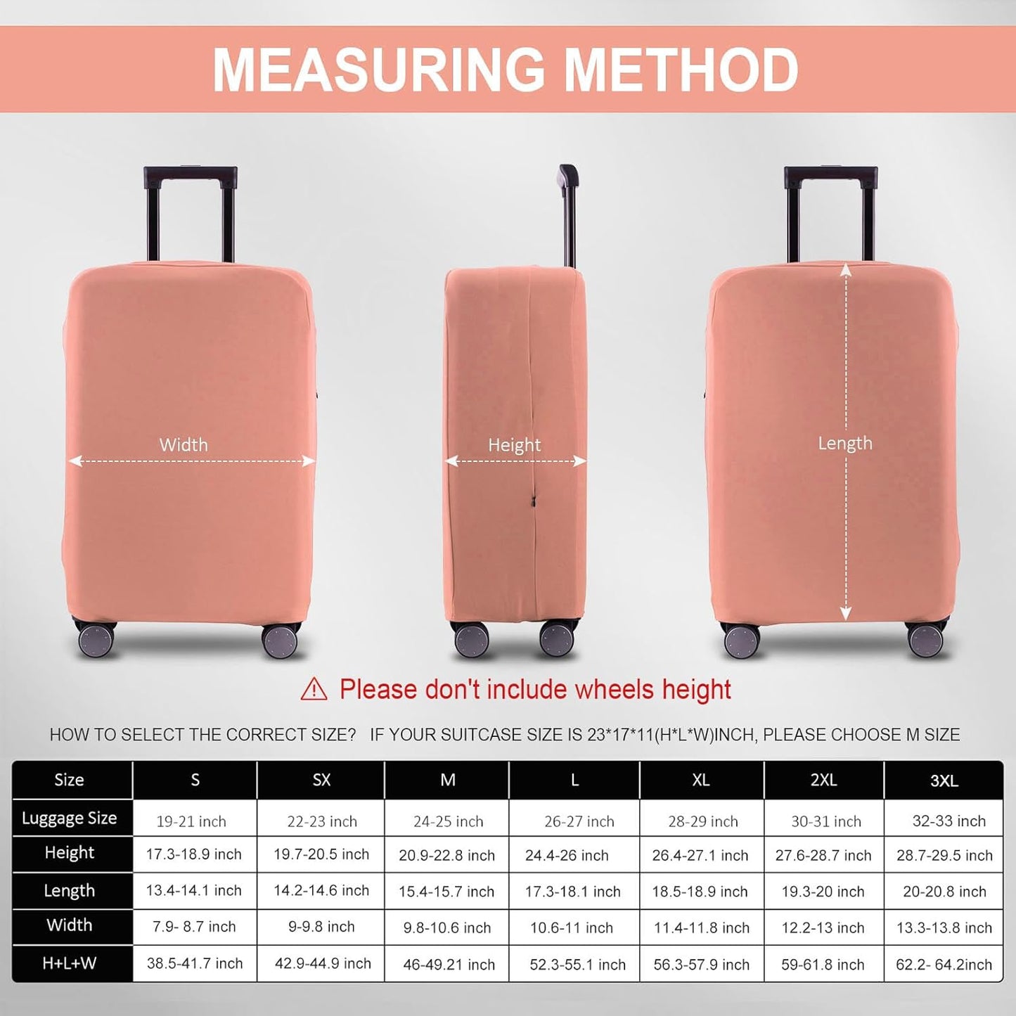 Travel Luggage Cover - Scratch-Resistant Fit 19-31 Inch, Pink (S(19-21 inch))