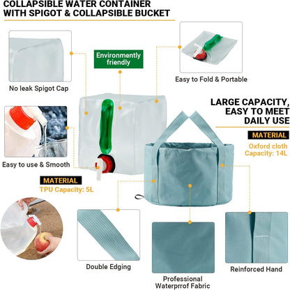 Bulin 24/13/11/8/4 PCS Camping Cookware Mess Kit Lightweight Backpacking Cooking Set Outdoor Cook Gear for Family Hiking, Picnic(Kettle, Pot, Frying Pan, Bowls, Plates, Spoon)
