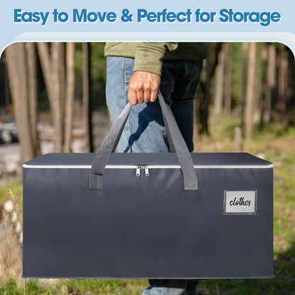 6 Pack Extra Large 93L Moving Bags, 60lb Heavy Duty Moving Totes with Triple-layered Thickening Technology, Strong Zippers & Handles, Easy Open Lids, Water-Resistant, Storage Totes, Fold Flat
