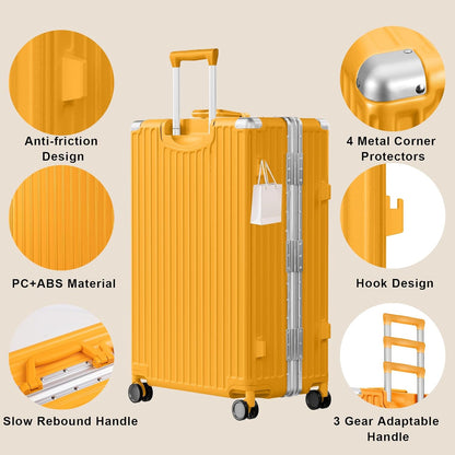 AnyZip Luggage PC+ABS Aluminum Frame Zipperless Checked Luggage Hard Shell Suitcase with TSA Lock Double Spinner Wheels 28 Inch Orange