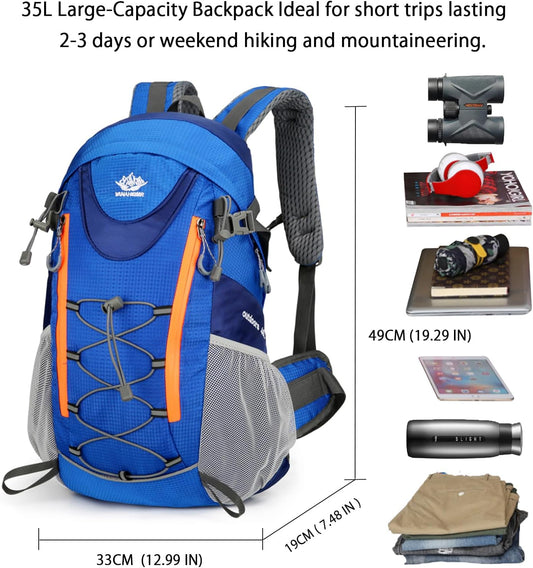 35L Hiking Backpack, Camping Backpack for Adventures, Blue