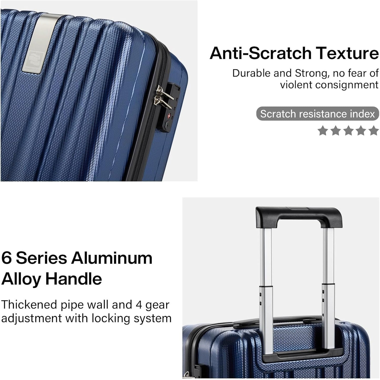 Hanke 16 inch Underseat Carry on Suitcases with Wheels,Lightweight Hard Shell Carry on Luggage with Wheels for Weekender, Small Suitcase,Travel Luggage Christmas Gifts for Birthday （Dark Blue）