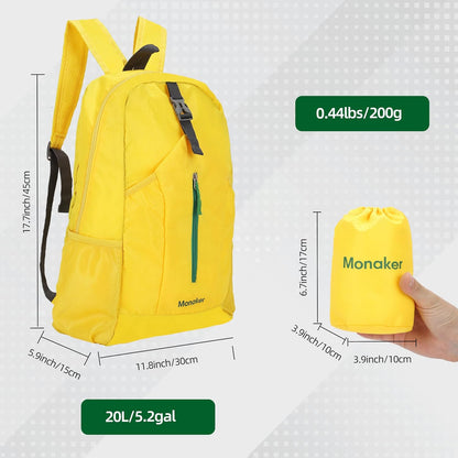 Ultralight 20L Foldable Backpack, Multi-Pocket Design, Compact to Palm-Sized, Ideal for Hiking, Travel & Daily Use