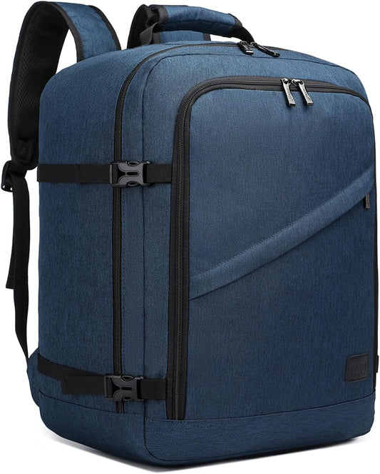 Kono Carry on Backpack, 18" Airplane Approved Under Seat Travel Backpack for Men and Women, Waterproof Lightweight Daypack for Flight 30L (Navy, Medium)