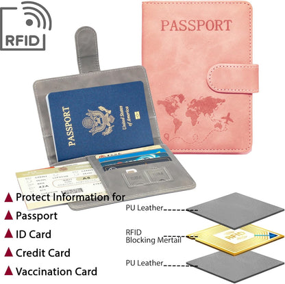 Passport Holder for Travel Essentials, 2 Pack Rfid Passport Cover for Women Men