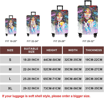 WUJIAONIAO Travel Luggage Cover Baggage Suitcase Cover Protector Skins 18-32 Inch (Graffiti A8, S (for 18-20 inch luggage))