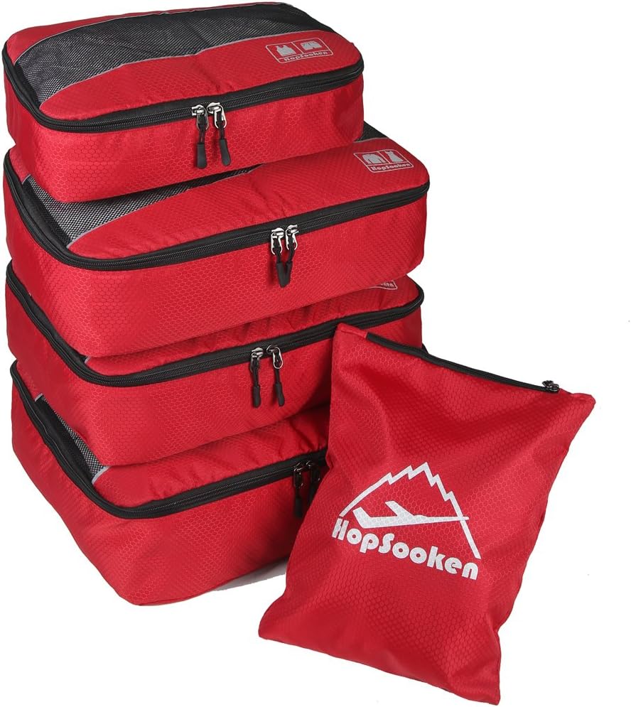 5 Set Packing Cubes for Travel Large Suitcase Luggage Organizer Bags Travel Accessories Vacation 4 Cubes 1 Laundry Pouch Bag