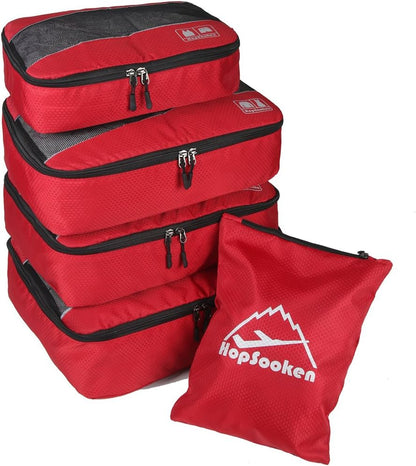 5 Set Packing Cubes for Travel Large Suitcase Luggage Organizer Bags Travel Accessories Vacation 4 Cubes 1 Laundry Pouch Bag