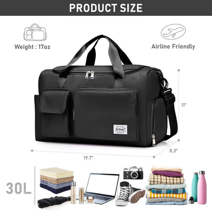 NPBAG Women Travel Duffel, Multi Functional Large Expandable Weekender Carry-on Tote, Gym Workout Overnight Bag, Mommy Hospital Bag for Labor and Delivery
