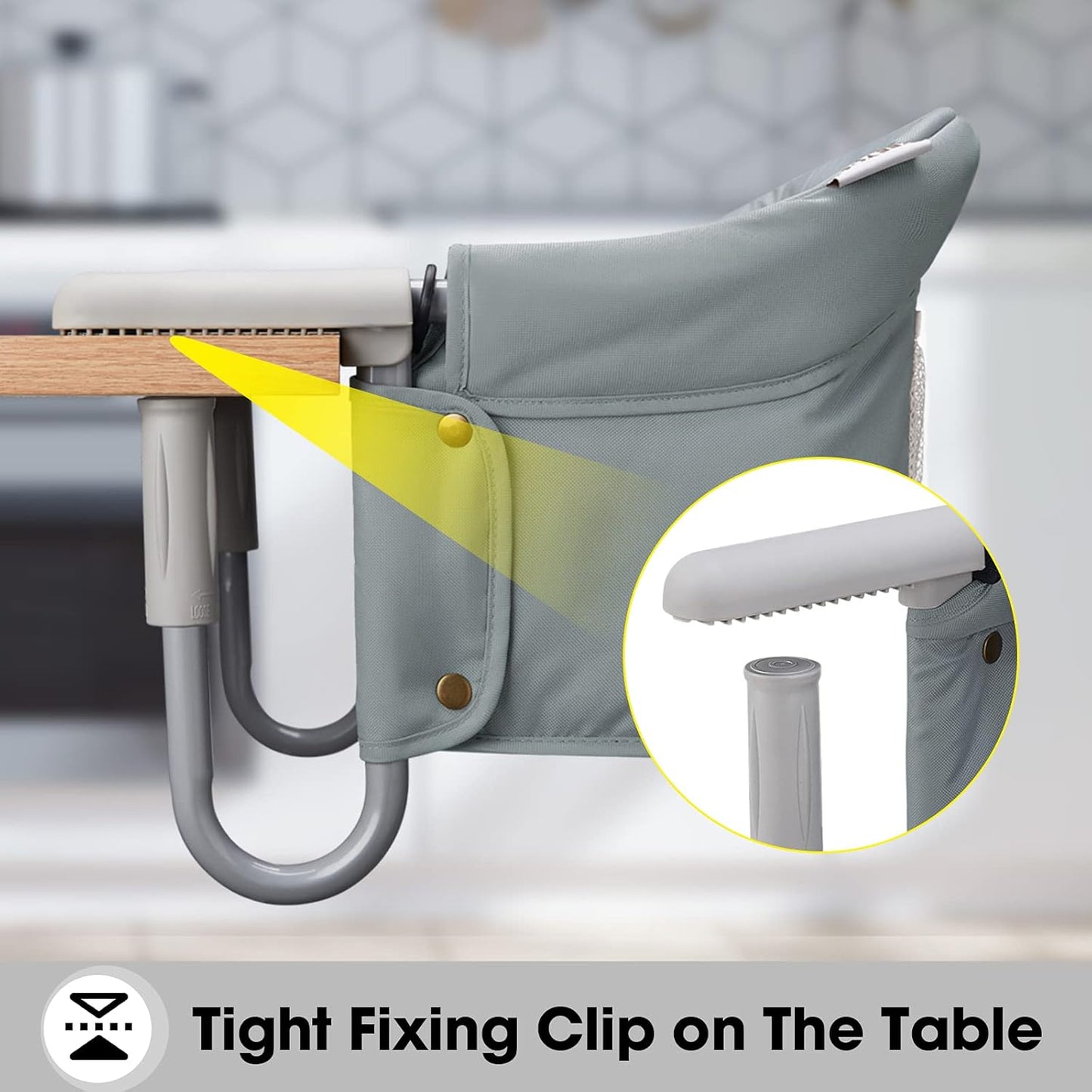 Hook On Chair, VEEYOO Clip On High Chair Folding Fast Table Chair with Storage Bag, Portable Baby Feeding Seat Attach to Table for Home and Travel