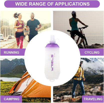 200ml/350ml/500ml Collapsible Soft Flask,BPA Free Folding Soft Water Bottle with Hanging Ring,Lightweight TPU Hydration Flask for Running Marathon Cycling Hiking