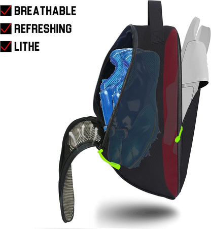 Shoe Bag Golf Travel Soccer Gym Sport with Side Accessory Outside Pocket for Socks Shoe Pouch Portable Large Shoe Storage Bag for Packing Zippered (all black)