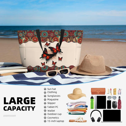 Beach Bag for Women Beach Tote Bag Waterproof Sandproof Large Bags with Zipper Big Capacity for Vacation Travel