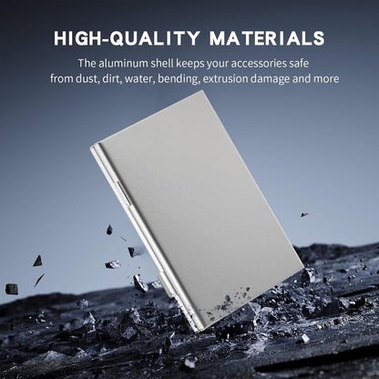 Aluminum SIM Card Case, 14Slots Ultrathin SIM Card Holder, Fit for 4 SIM Card, 4 Micro sim Card, 4 Nano sim Card and 2 Cell Phone Eject Pin Slots, Silver