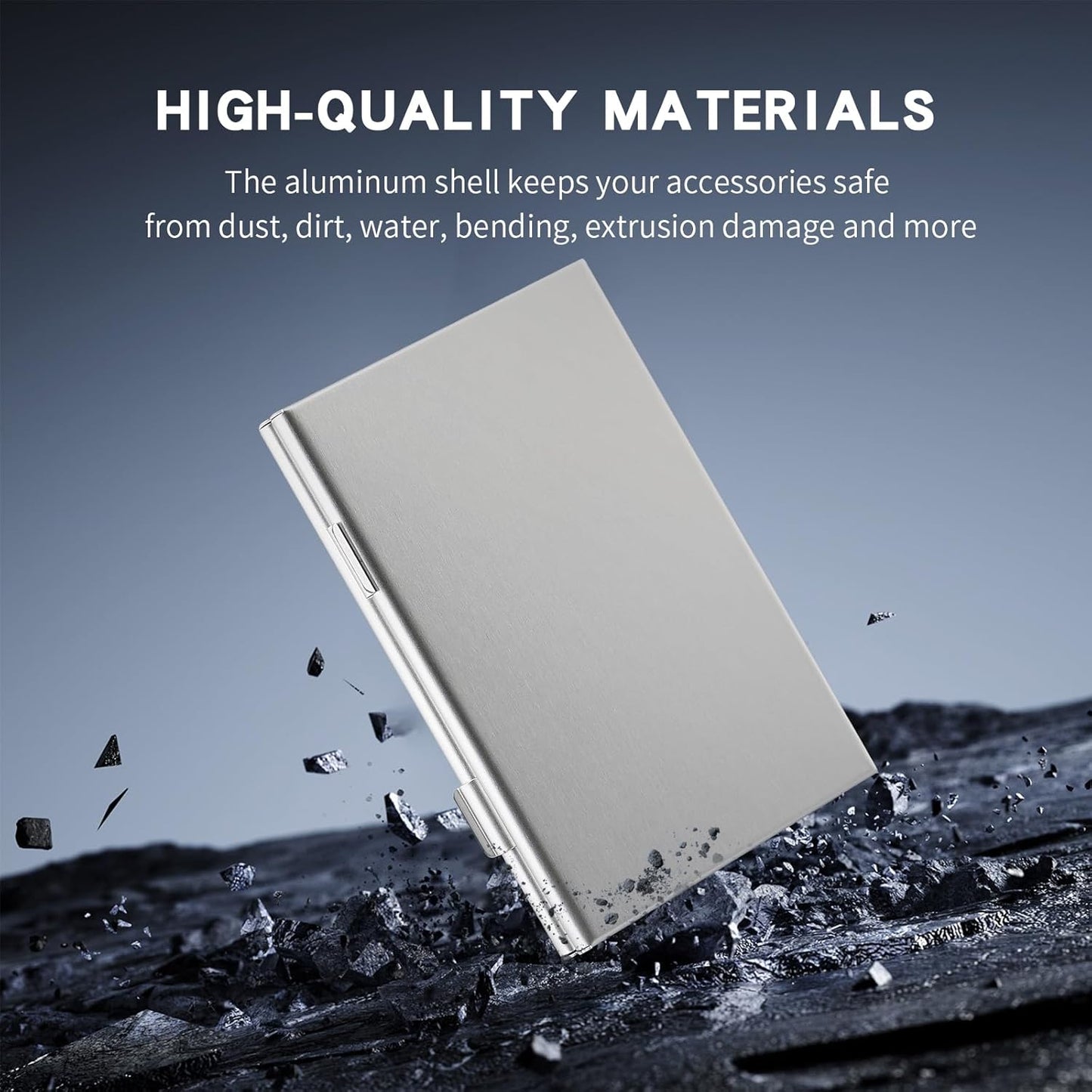 Aluminum SIM Card Case, 26Slots Ultrathin SIM Card Holder, Fit for 24 Nano sim Card and 2 Cell Phone Eject Pin Slots, Silver