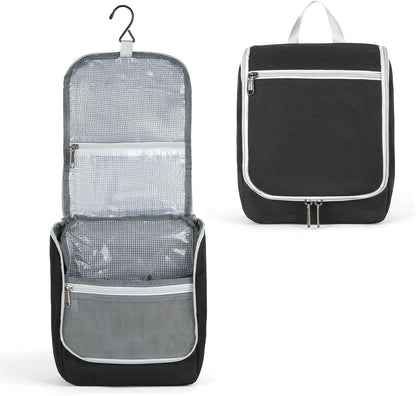 Della Gao Black Water Repellent Polyester Hanging Toiletry Bag for Travel