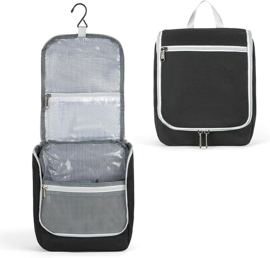 Della Gao Black Water Repellent Polyester Hanging Toiletry Bag for Travel