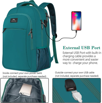 MATEIN Slim Laptop Backpack, Anti Theft 15.6 inch Computer Travel Backpack with USB Charging Port for Work College, Sturdy Water Resistant Daily Rucksack Bag Gifts for Men & Women, Peacock Blue