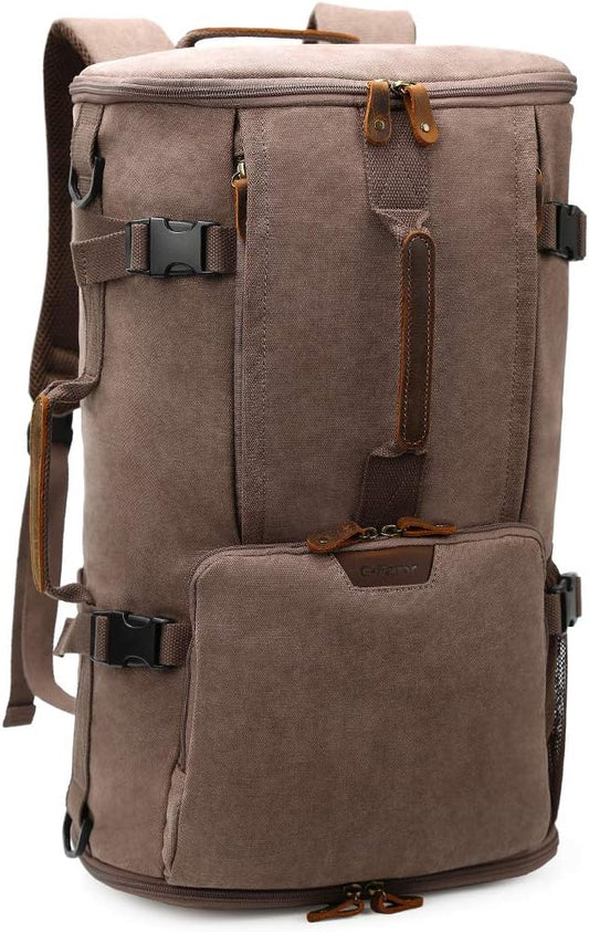 G-FAVOR 40L Travel Backpack, Vintage Canvas Rucksack Convertible Duffel Bag Carry On Backpack Fit for 17.3 Inch Laptop Bag