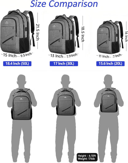 MATEIN 15.6 Inch Student Laptop Backpack, 20 L Airline Personal Item College School Book Bag with TSA Laptop Compartment, Water Resistant Work Commute Computer Backpack for Men Women, Grey