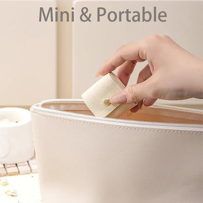 Mini Travel Jewelry Bag - Small Foldable Jewelry Case & Organizer Pouch with Snap Closure, Soft Fabric for Tangle-Free Necklaces Rings Earrings, Portable Storage Holder for Women Gift (Gray x 1)