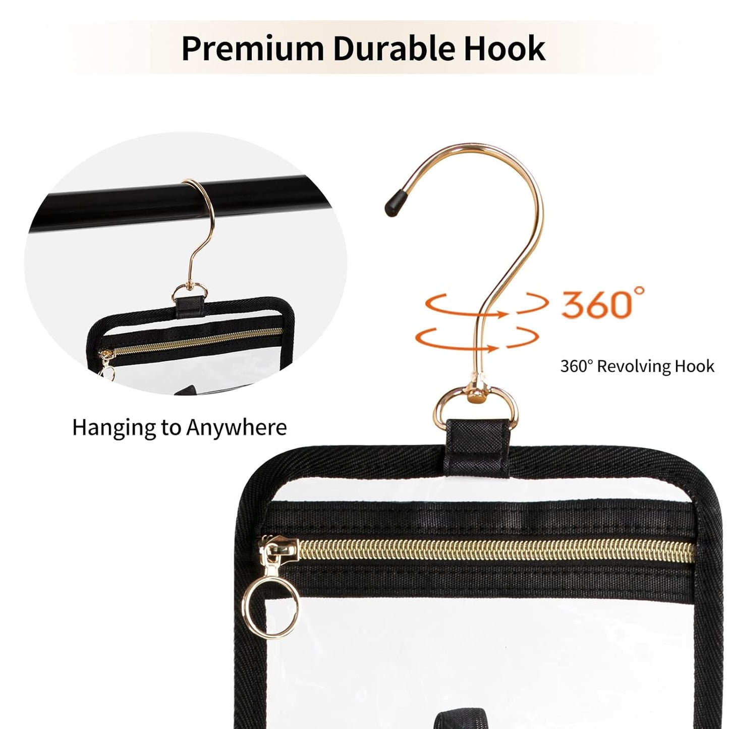 Toiletry Bag for Men, Clear Hanging Toiletries Bag for Travelling, Transparent Makeup Bag Organizer Portable Skincare Cosmetic Pouch for Women, 3 Compartment