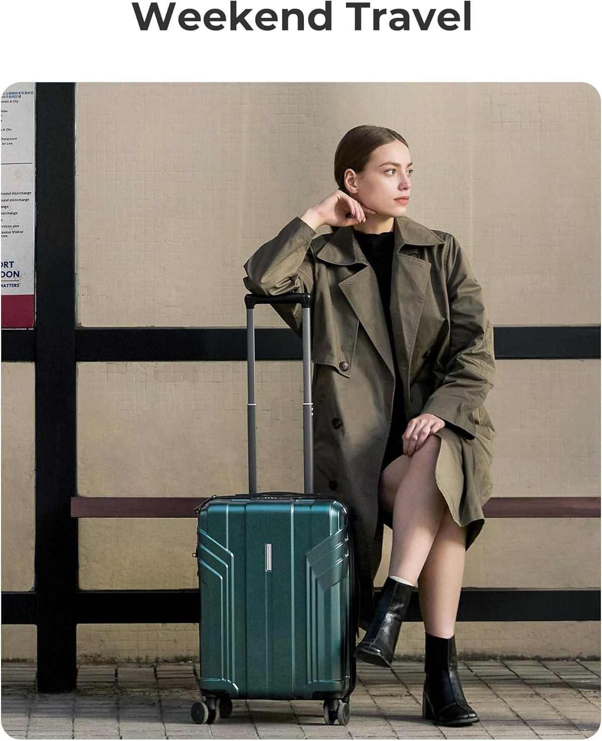 BAGSMART Expandable Carry On Luggage 22x14x9 Airline Approved, 1OO% PC Lightweight Hard Shell Suitcase, 20 Inch Travel Luggage with Spinner Wheels,Carry on Olive Green