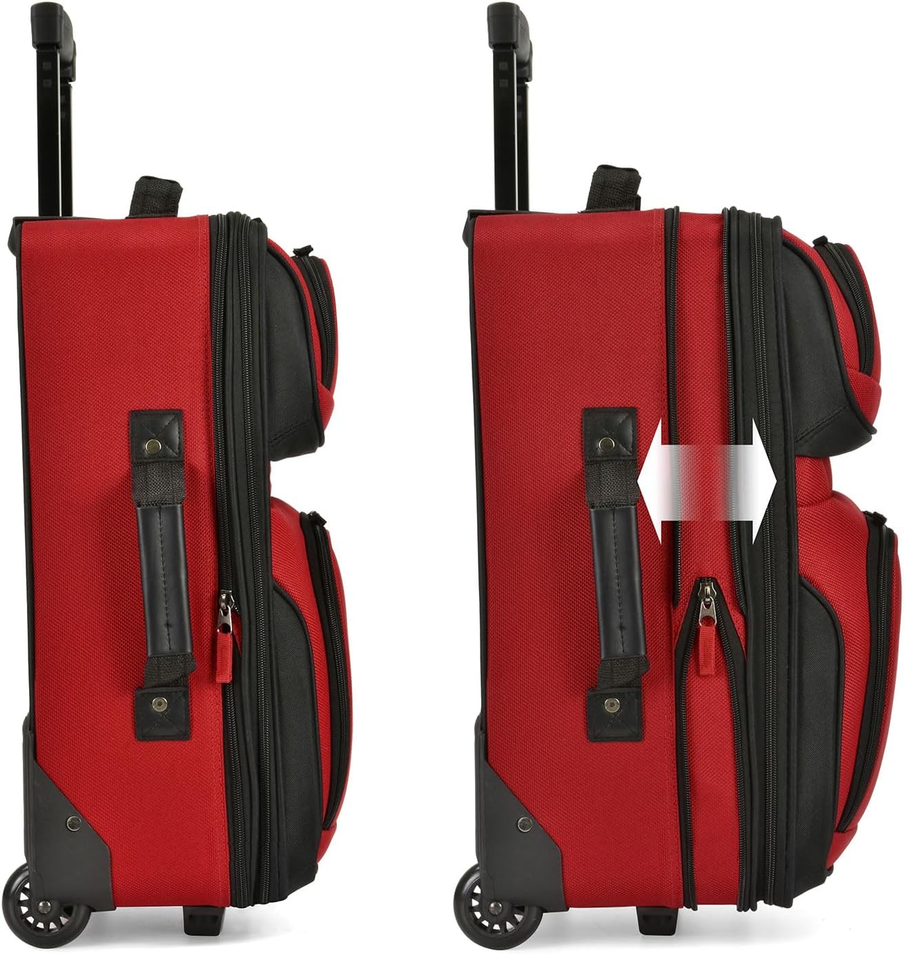 U.S. Traveler Lightweight Rolling 20" Carry On Luggage Softside Suitcase, Red, 2 Wheel Single