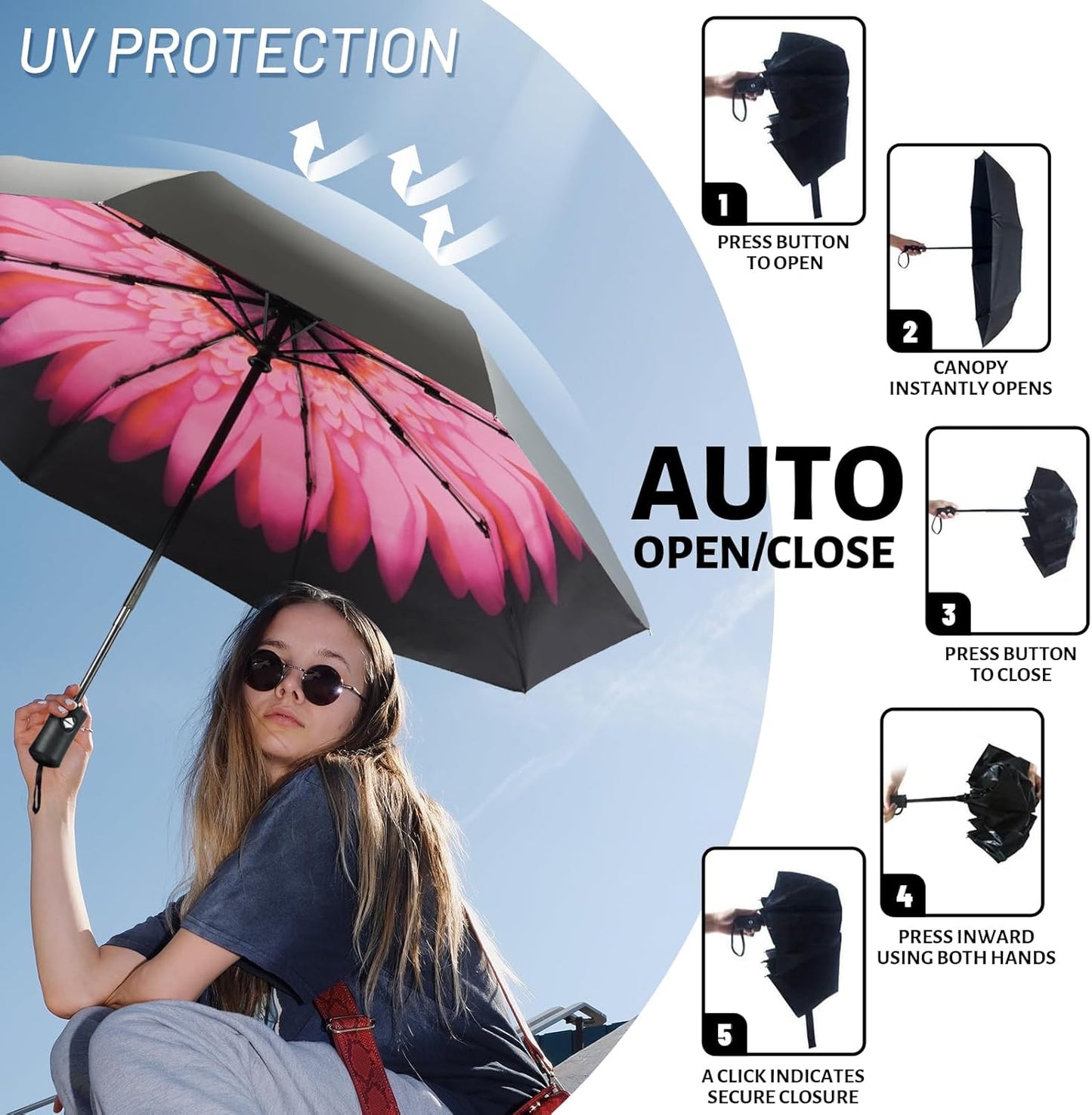 SY COMPACT Travel Umbrella Windproof Automatic Umbrellas Small Compact UV Sun Protection Factory Outlet Umbrella