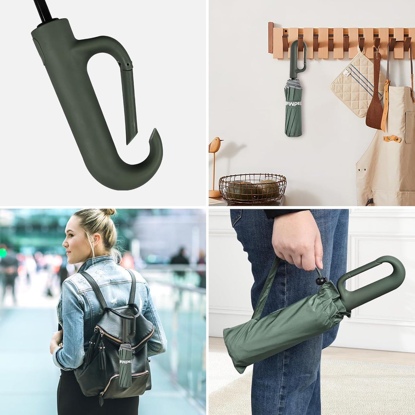 TradMall Travel Umbrella, 280T Fabric Windproof Automatic Portable Compact Folding Umbrellas for Rain with Reflective Stripe for Women and Men