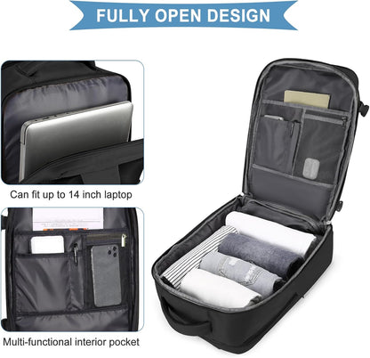 coowoz Travel Backpack For Women Men,Carry On Backpack,Hiking Backpack Waterproof Outdoor Sports Rucksack Casual Daypack Travel Essentials（Black） 25L