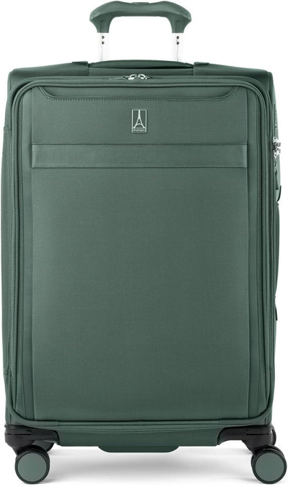 Travelpro VersaPack+ Lightweight Softside Expandable Checked Luggage, 8 Spinner Suitcase, TSA Lock, Men and Women, Checked Medium 25-Inch, Desert Sage Green