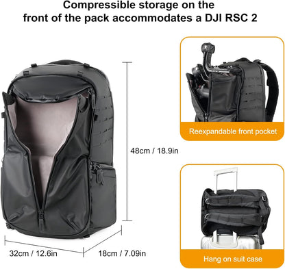 Besnfoto Camera Backpack Waterproof for Photographer DSLR Photography Bag Large with Laptop Compartment Tripod Holder for Men Hiking, Black