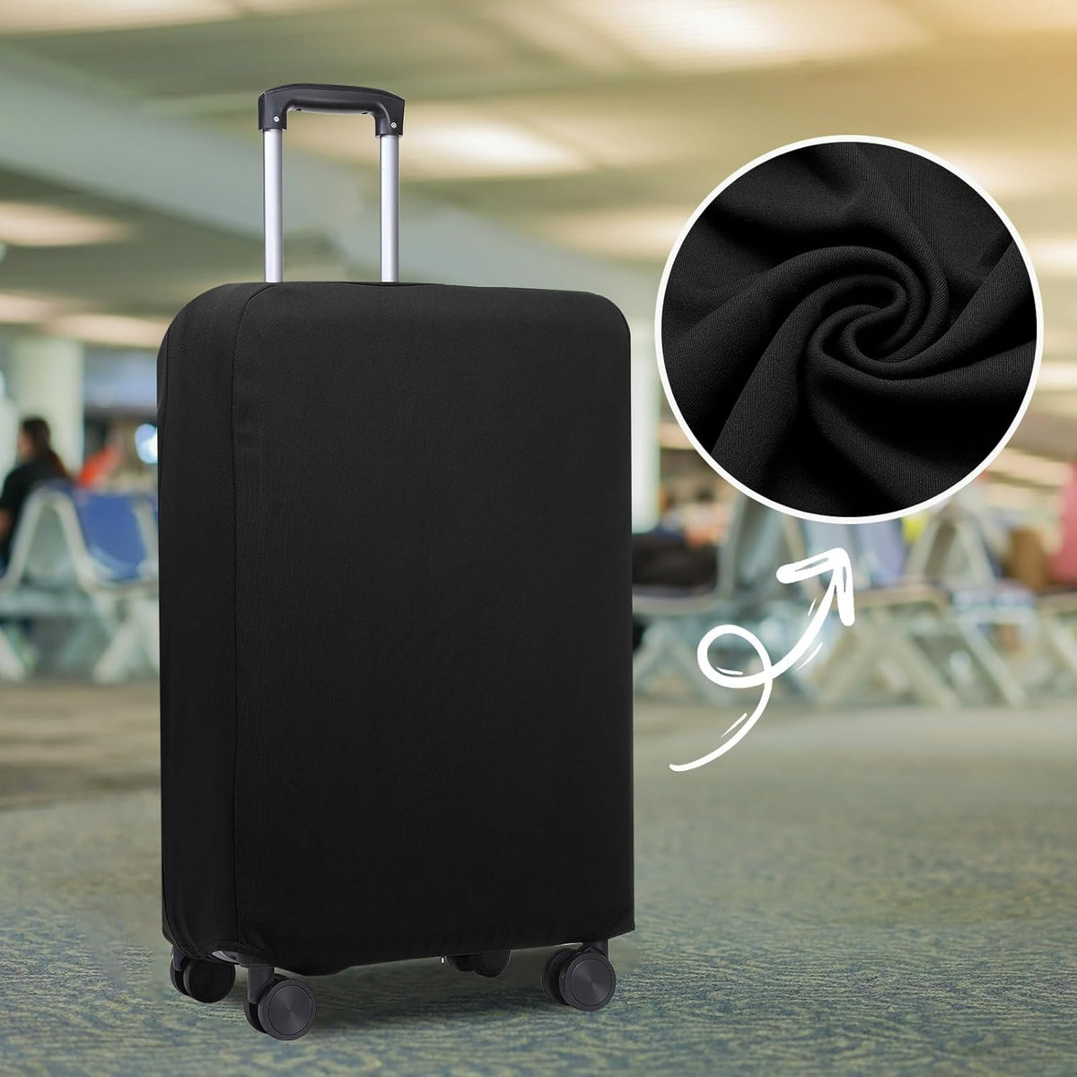 PATIKIL Luggage Cover, Suitcases Covers Elastic Carry on Cover Protector Washable Scratch-Resistant Fits 19-21 Inch Luggage for Travel Business Trips, Black
