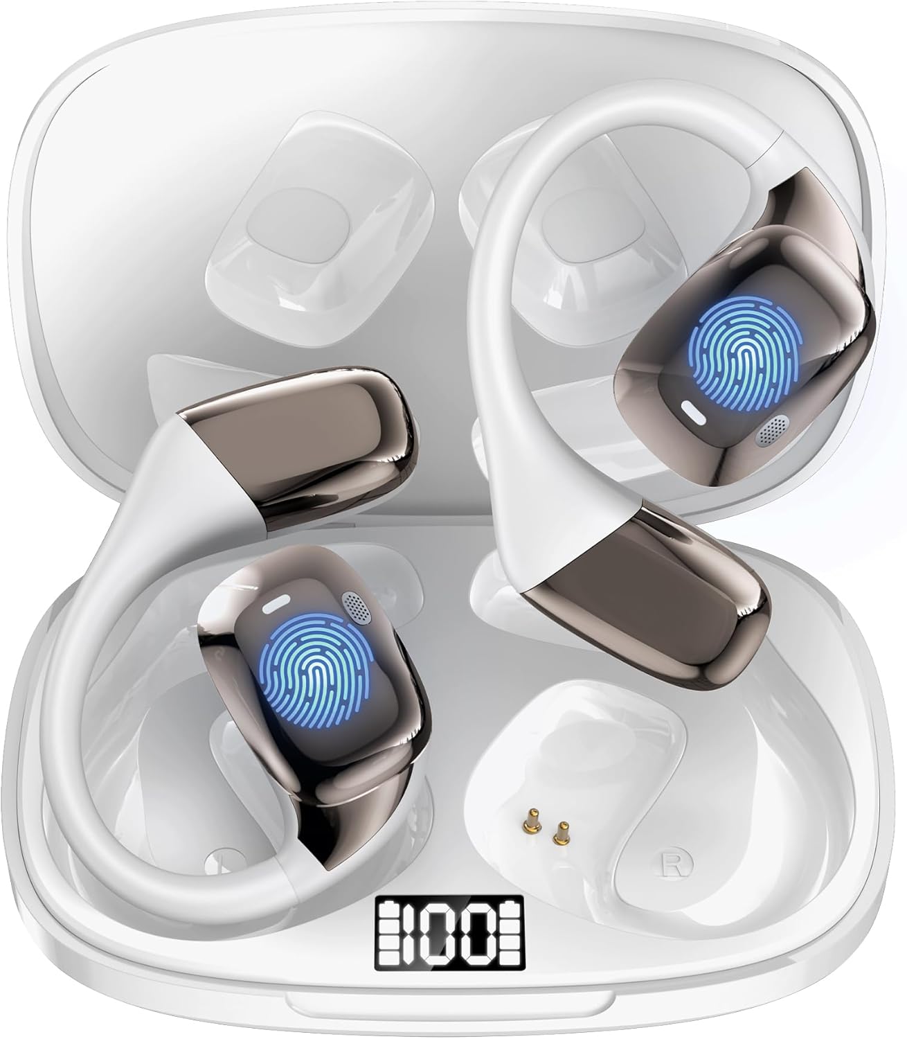 AI Translation Earbuds Real Time Languages Translator Ear Buds Audifonos Traductores Inglés Español 3-in-1 Translating Wireless Earphone Bluetooth Headphones for Travel Business Meeting Learning White