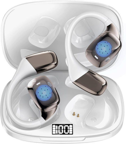 AI Translation Earbuds Real Time Languages Translator Ear Buds Audifonos Traductores Inglés Español 3-in-1 Translating Wireless Earphone Bluetooth Headphones for Travel Business Meeting Learning White