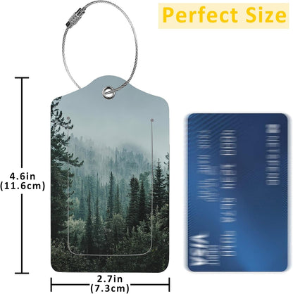 2 Pack Misty Forest Luggage Tag for Suitcases Misty Valley and Dark Forest PU Leather Bag Travel Suitcase ID Identifier Baggage Tags for Women Men Travel
