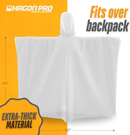 Hagon PRO Disposable Rain Ponchos for Adults (5 Pack)
