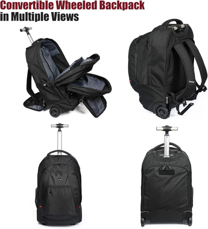 star cloud 21x14 x8 Rolling Backpack For Adults With wheel, Durable Wheeled Backpack With 17" Laptop Sleeve,Travel Carry on Backpack with Wheel for Convenience
