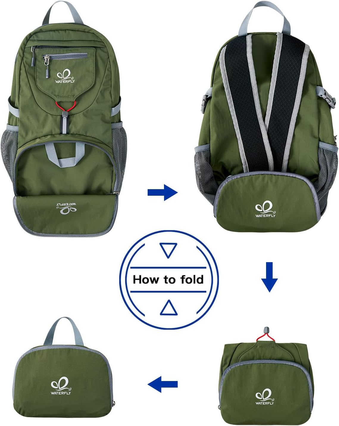 WATERFLY Small Lightweight Packable Backpack: 20l Ultra Light Foldable Travel Hiking Camping Daypack Day Pack for Man Woman