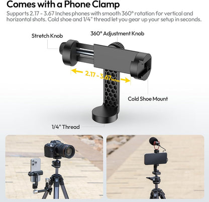 ULANZI Ombra ⅡCamera Tripod 61.5 Inch, 360° Ball Head Travel Tripod Stand with Uka Quick Release Plate for DSLR Sony Canon Fujifilm Camera Smartphone Vlogging Photography with Phone Mount Carry Bag