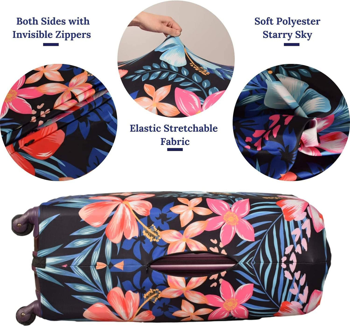 Suitcase Cover, Carry on Luggage Cover Protector - Travel Elastic Spandex Luggage Covers Fits 26 to 28 Inch Flower