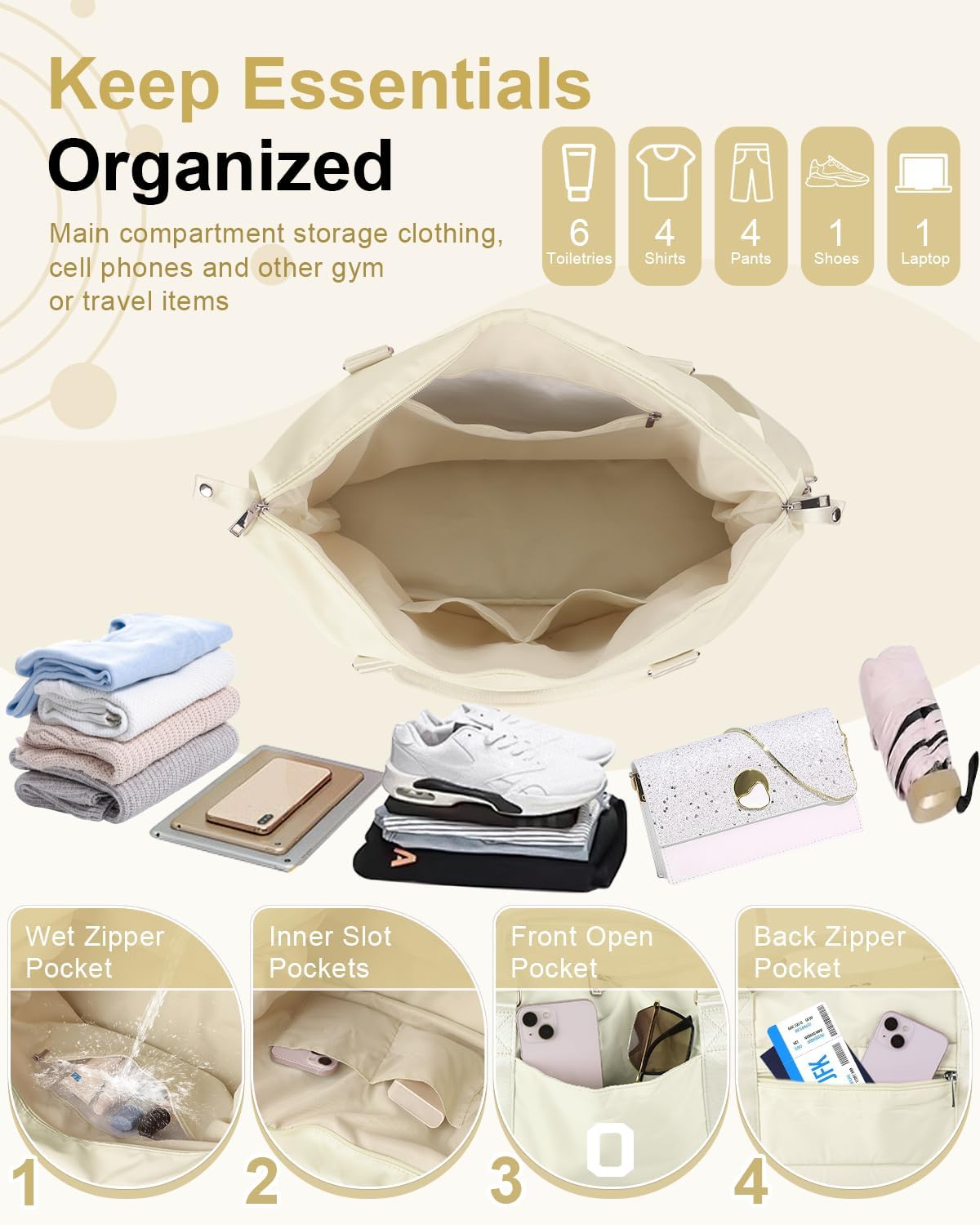 Initial Travel Duffel Bag Sports Gym Bag for Kids Teen Birthday Gifts,Beige Personalized Weekender Bag Carry On Dance Bags for Women Men,Waterproof Monogram Overnight Bag with Trolley Sleeve(Letter O)