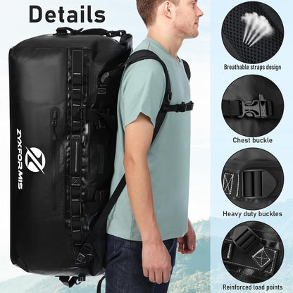 Waterproof Duffle Bag, Large Marine Dry Bags, Heavy Duty Adventure Travel Bag for Men and Women, Waterproof Duffel Backpack for Kayaking Boating Hiking Camping Vacation, 65L 110L 160L