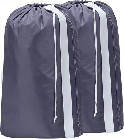HOMEST 2 Pack XL Nylon Laundry Bag with Strap Machine Washable Large Dirty Clothes Organizer Easy Fit a Laundry Hamper or Basket Can Carry Up to 4 Loads of Laundry Grey