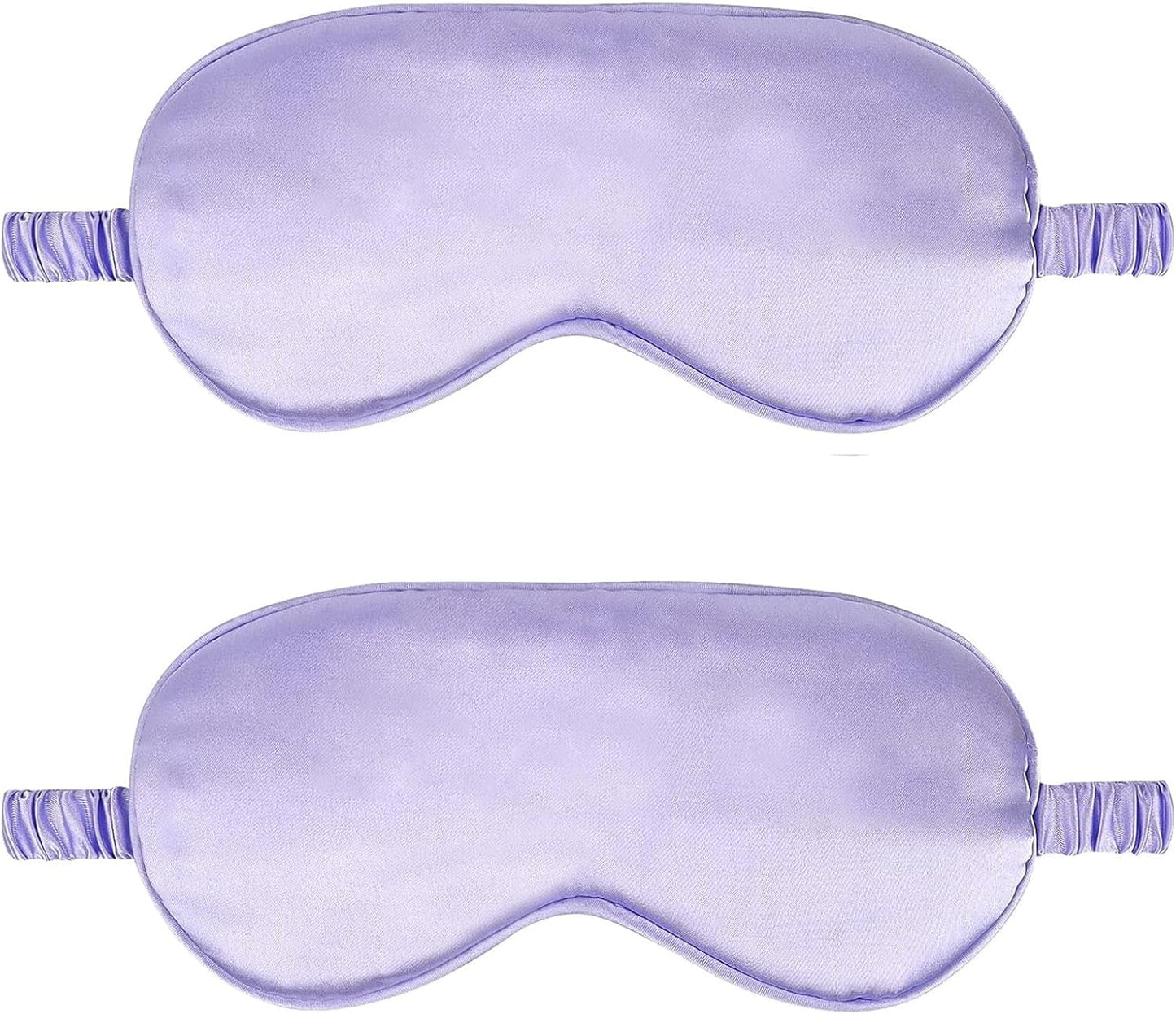 2Pack Silk Sleep Mask,IEKEODI Eye Mask for Sleeping,Elastic Blackout Eye Mask & Blindfold for Full Night's Sleep,Travel and Nap(Purple)