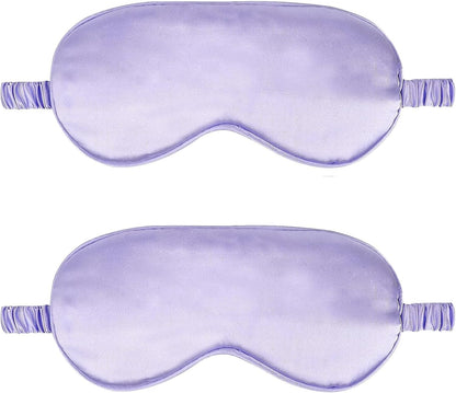 2Pack Silk Sleep Mask,IEKEODI Eye Mask for Sleeping,Elastic Blackout Eye Mask & Blindfold for Full Night's Sleep,Travel and Nap(Purple)