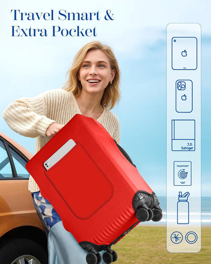 Slohif Luggage Cover for Suitcase Tsa Approved Protector - Luggage Sleeve Suit Case Cover Travel Stretch Large Baggage Case Protective Washable Fit 22-24 Inch Red