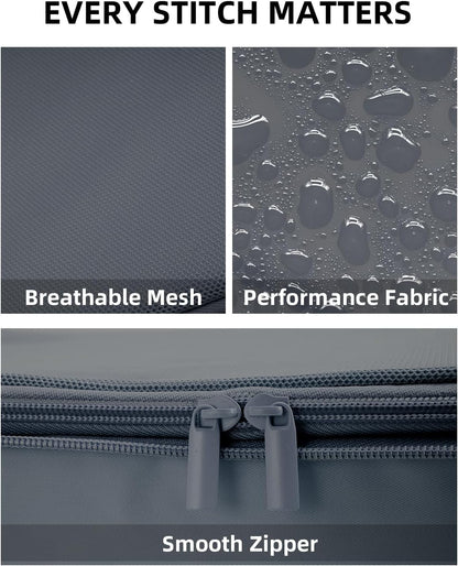 6 Set Compression Packing Cubes for Travel, Large Medium Small Luggage Organizers, Storage Bags for Clothes (6 Pack, Charcoal Gray)