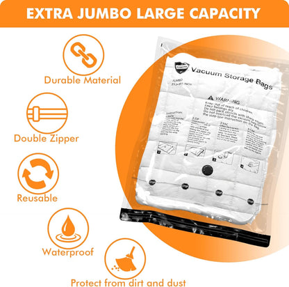 15 Pack Vacuum Storage Bags with Electric Pump (3 Jumbo, 3 Large, 3 Medium, 3 Small, 3 Roll Up), Plastic Packaging Bags,Space Saver Sealer Bag for Blankets, Comforters, Pillows, Clothes Storage